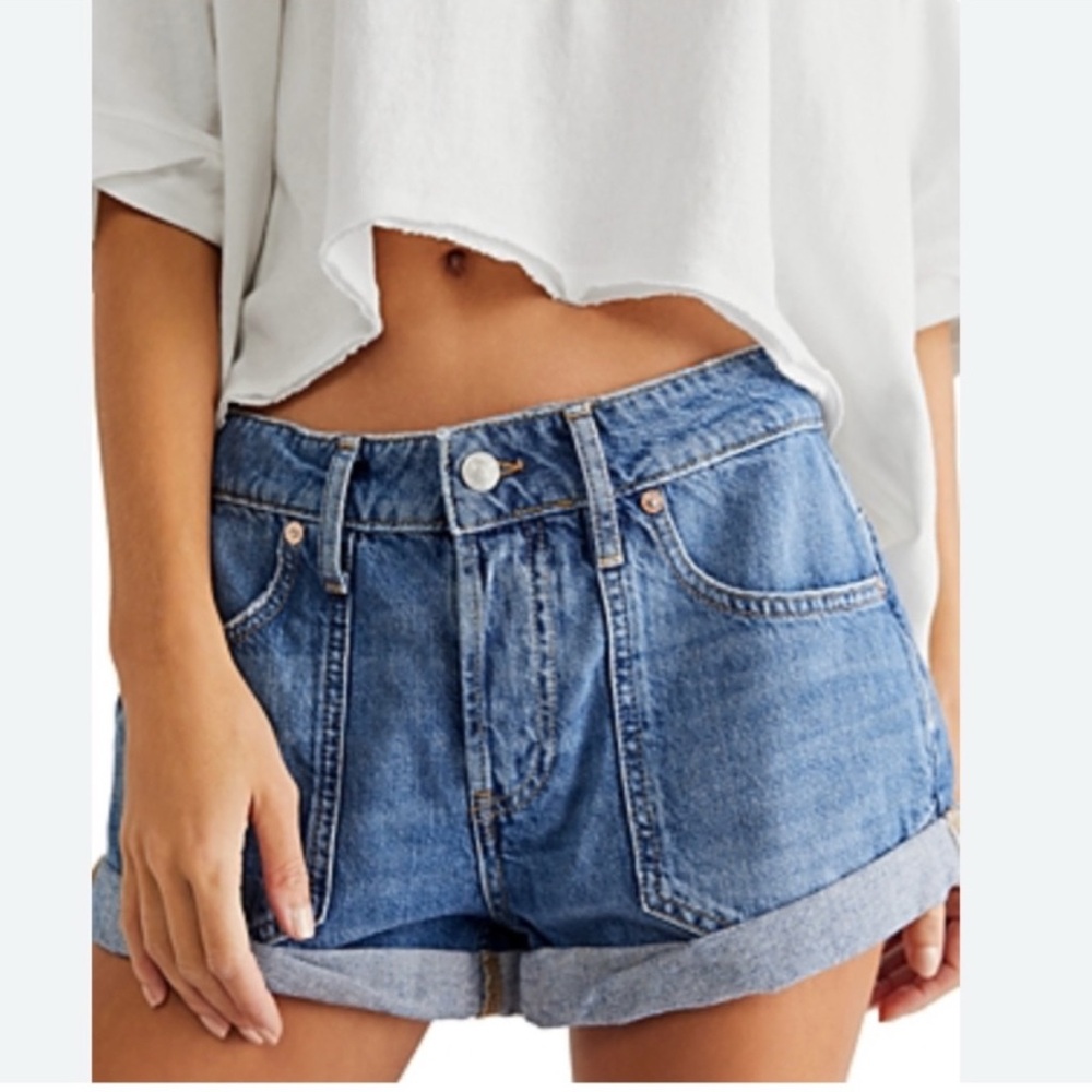 Free People Beginners Luck Slouch Short Felicity Wash Size 28